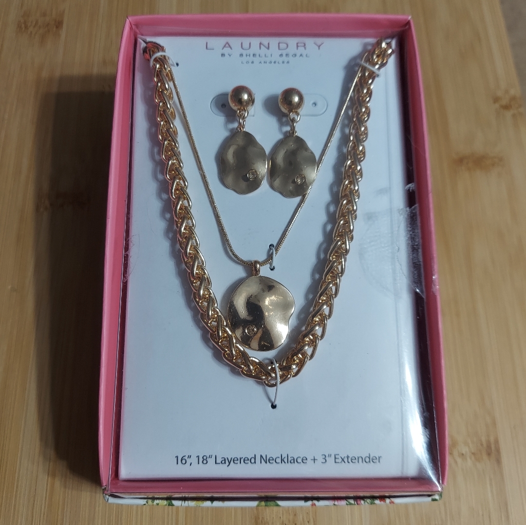 Laundry-Shelli Segal Polished Gold ToneDouble Strand Cloud Necklace WEarrings 24$